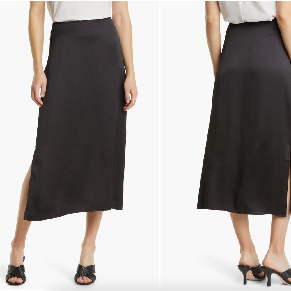 Halogen Satin Midi Skirt - Black - Small - NWT